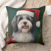 雪のクリスマスにハバニーズの犬 クッション (ブランケット)