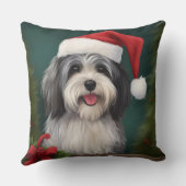 雪のクリスマスにハバニーズの犬 クッション (裏面)