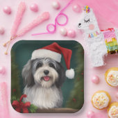 雪のクリスマスにハバニーズの犬 ペーパープレート (パーティー)