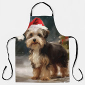 雪のクリスマスにバイワーテリア犬 エプロン (正面)