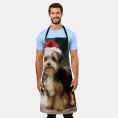 雪のクリスマスにバイワーテリア犬 エプロン (着用した状態)