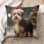 雪のクリスマスにバイワーテリア犬 クッション (ブランケット)
