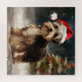 雪のクリスマスにバイワーテリア犬 ジグソーパズル (横)