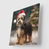 雪のクリスマスにバイワーテリア犬 スクエア壁時計 (傾斜)