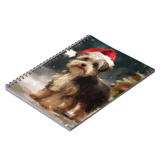 雪のクリスマスにバイワーテリア犬 ノートブック (左側)