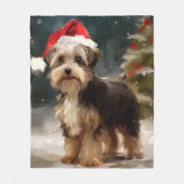 雪のクリスマスにバイワーテリア犬 フリースブランケット (正面)