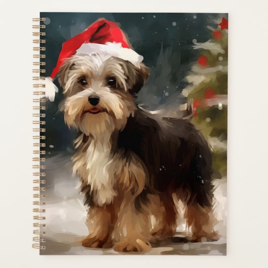 雪のクリスマスにバイワーテリア犬 プランナー手帳 (正面)