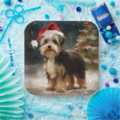 雪のクリスマスにバイワーテリア犬 ペーパープレート (パーティー)