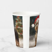 雪のクリスマスにバイワーテリア犬 紙コップ (右)