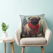 雪のクリスマスにパグ犬 クッション (椅子)