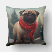 雪のクリスマスにパグ犬 クッション (裏面)