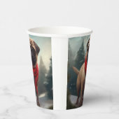 雪のクリスマスにパグ犬 紙コップ (右)