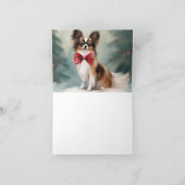 雪のクリスマスにパピロン犬 カード (内部)