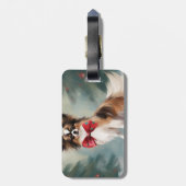 雪のクリスマスにパピロン犬 ラゲッジタグ (裏面縦)