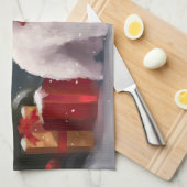 雪のクリスマスにビコンフリースドッグ キッチンタオル (四つ折り)