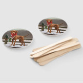 雪のクリスマスにビズラ犬 ハンドファン (組立なし)