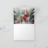 雪のクリスマスにフィンランドのラプンド犬 カード (内部)