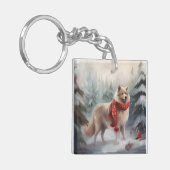 雪のクリスマスにフィンランドのラプンド犬 キーホルダー (正面左)