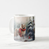 雪のクリスマスにフィンランドのラプンド犬 コーヒーマグカップ (正面左)
