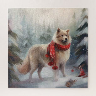 雪のクリスマスにフィンランドのラプンド犬 ジグソーパズル