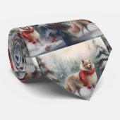 雪のクリスマスにフィンランドのラプンド犬 ネクタイ (ロール)