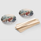 雪のクリスマスにフィンランドのラプンド犬 ハンドファン (組立なし)