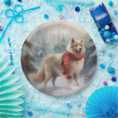 雪のクリスマスにフィンランドのラプンド犬 ペーパープレート (パーティー)