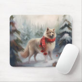 雪のクリスマスにフィンランドのラプンド犬 マウスパッド (マウス)