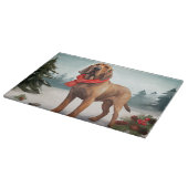 雪のクリスマスにブラッドハウンド犬 カッティングボード (角)