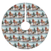 雪のクリスマスにブラッドハウンド犬 ブラッシュドポリエステルツリースカート (正面)