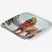 雪のクリスマスにブラッドハウンド犬 ペーパープレート (傾斜あり)