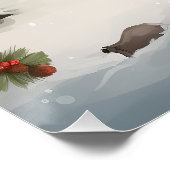 雪のクリスマスにブラッドハウンド犬 ポスター (コーナー)