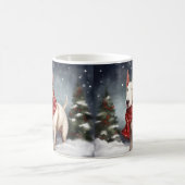 雪のクリスマスにブルテリア犬 コーヒーマグカップ (中央)