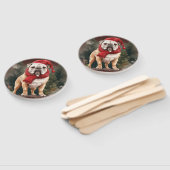 雪のクリスマスにブルドッグ ハンドファン (組立なし)