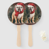 雪のクリスマスにブルドッグ ハンドファン (正面&裏面)