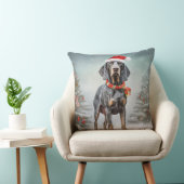 雪のクリスマスにブルーティック犬 クッション (椅子)