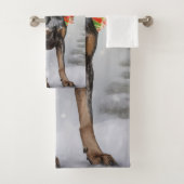 雪のクリスマスにブルーティック犬 バスタオルセット (インサイチュ)