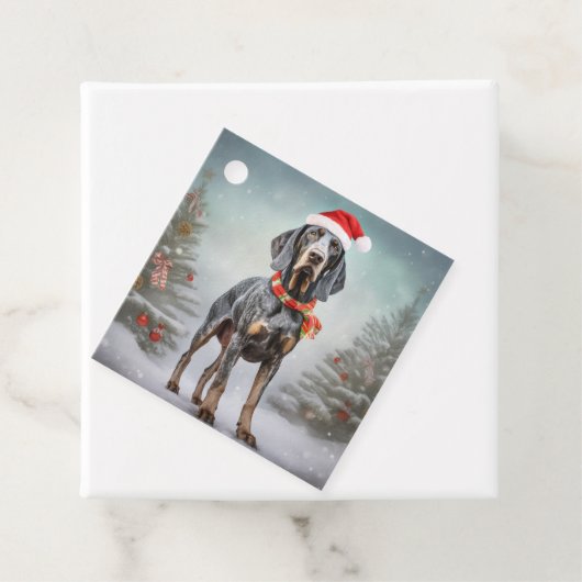 雪のクリスマスにブルーティック犬 フェイバータグ (インサイチュ)