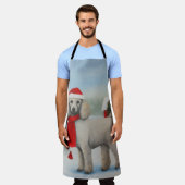 雪のクリスマスにプードル犬 エプロン (着用した状態)