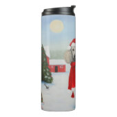 雪のクリスマスにプードル犬 タンブラー (回転左)