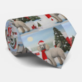 雪のクリスマスにプードル犬 ネクタイ (ロール)