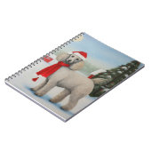 雪のクリスマスにプードル犬 ノートブック (左側)