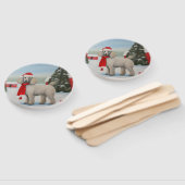 雪のクリスマスにプードル犬 ハンドファン (組立なし)