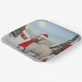 雪のクリスマスにプードル犬 ペーパープレート (傾斜あり)