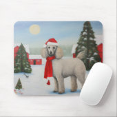 雪のクリスマスにプードル犬 マウスパッド (マウス)