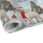 雪のクリスマスにプードル犬 ラッピングペーパー (ロールコーナー)