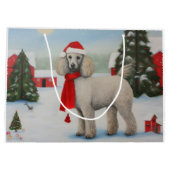 雪のクリスマスにプードル犬 ラージペーパーバッグ (裏面)