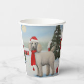 雪のクリスマスにプードル犬 紙コップ (裏面)