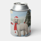雪のクリスマスにプードル犬 缶クーラー (缶裏面)