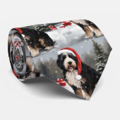 雪のクリスマスにベルネドードルドッグ ネクタイ (ロール)